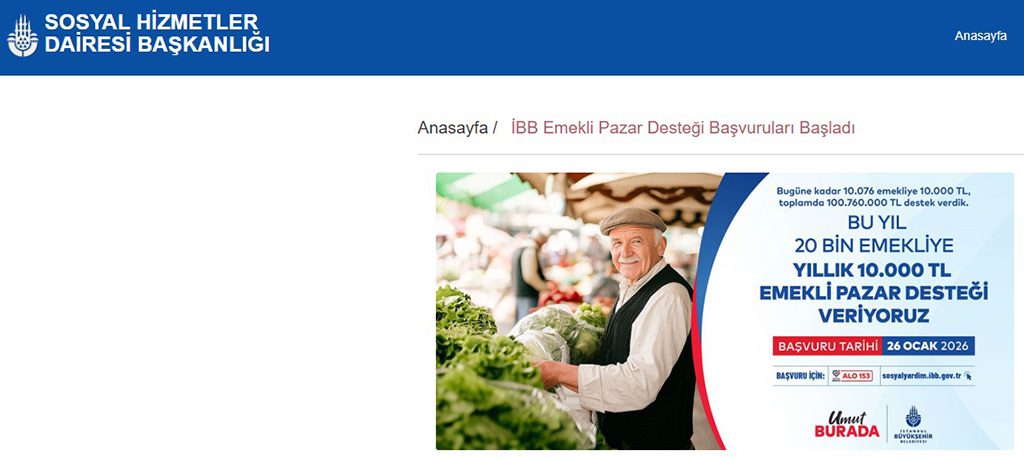 İBB Emekli Pazar Desteği Başvuruları Başladı