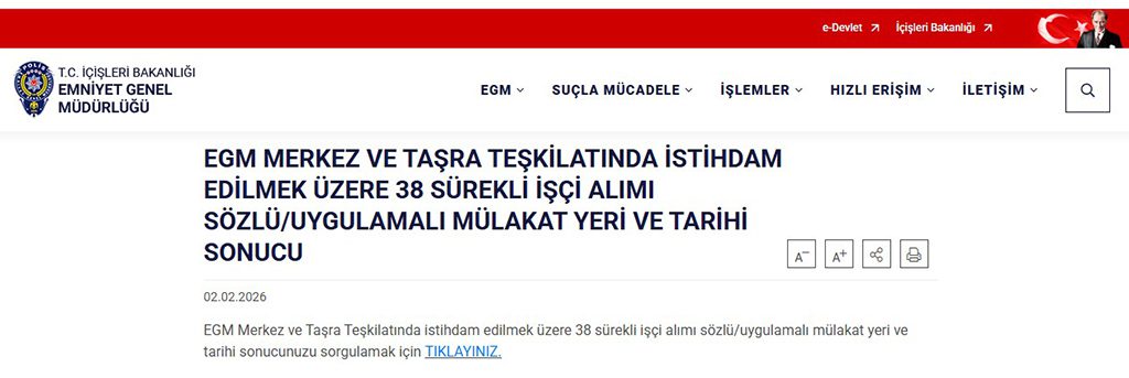 Emniyet Genel Müdürlüğü 38 İşçi Alımı Mülakat Tarihleri Açıklandı