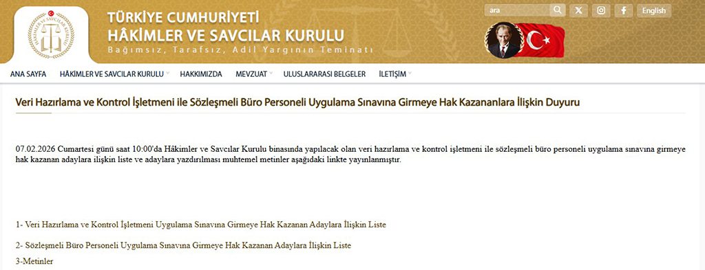 HSK Sözleşmeli Büro Personeli Ve VHKİ Alımı Sınav Duyurusu Yayımlandı