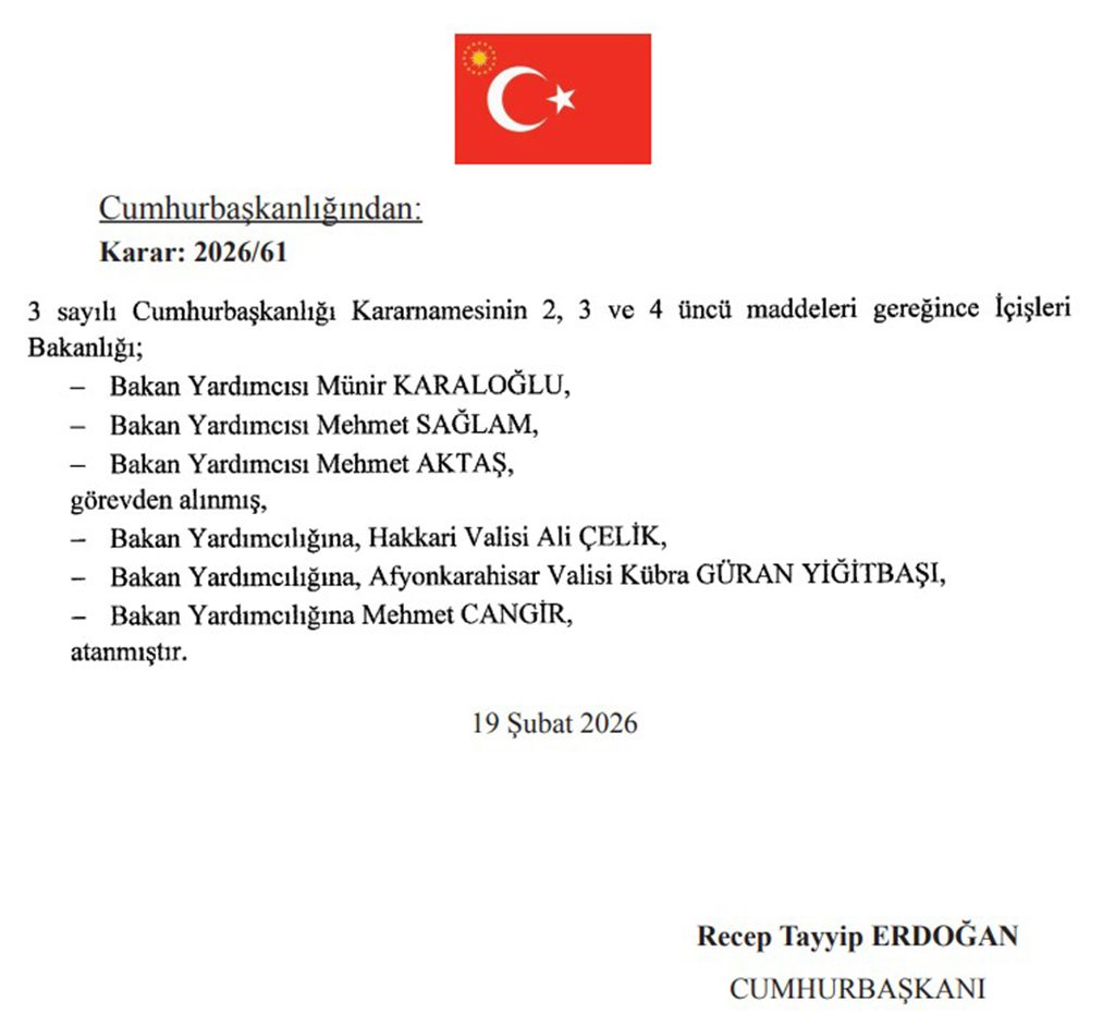 İçişleri Bakanlığı Bakan Yardımcıları Değişti