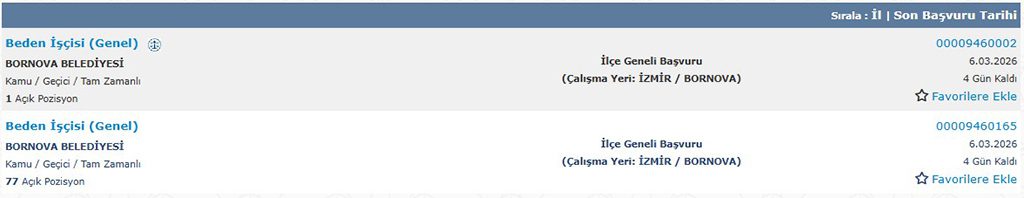 İzmir Bornova Belediyesi 78 İşçi Alımı Başvuru Şartları Nelerdir?
